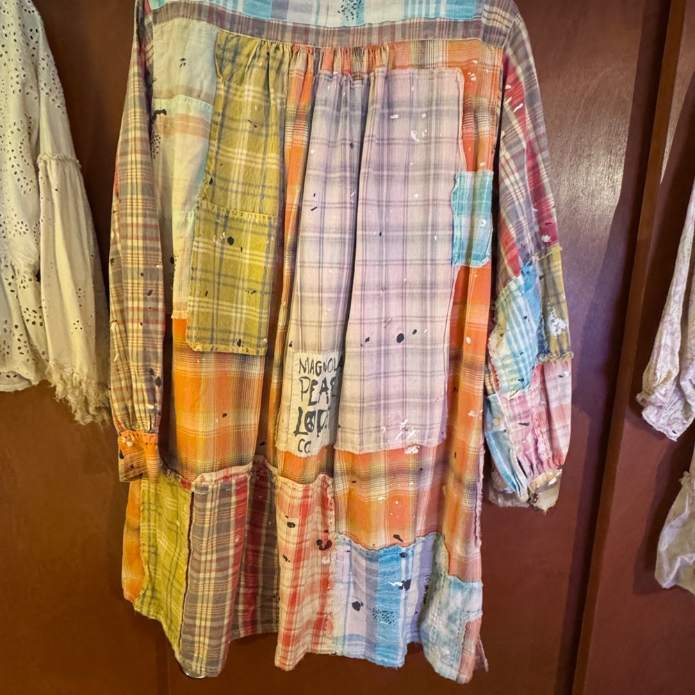 Boho Patchwork Plaid Tunic - Multicolor - image 2